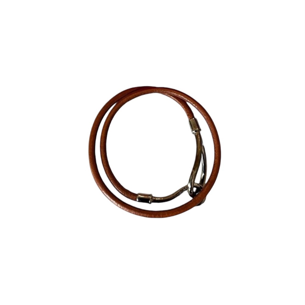 Hermés Double Tour Bracelet Natural Leather and Silver - Picture 5 of 9